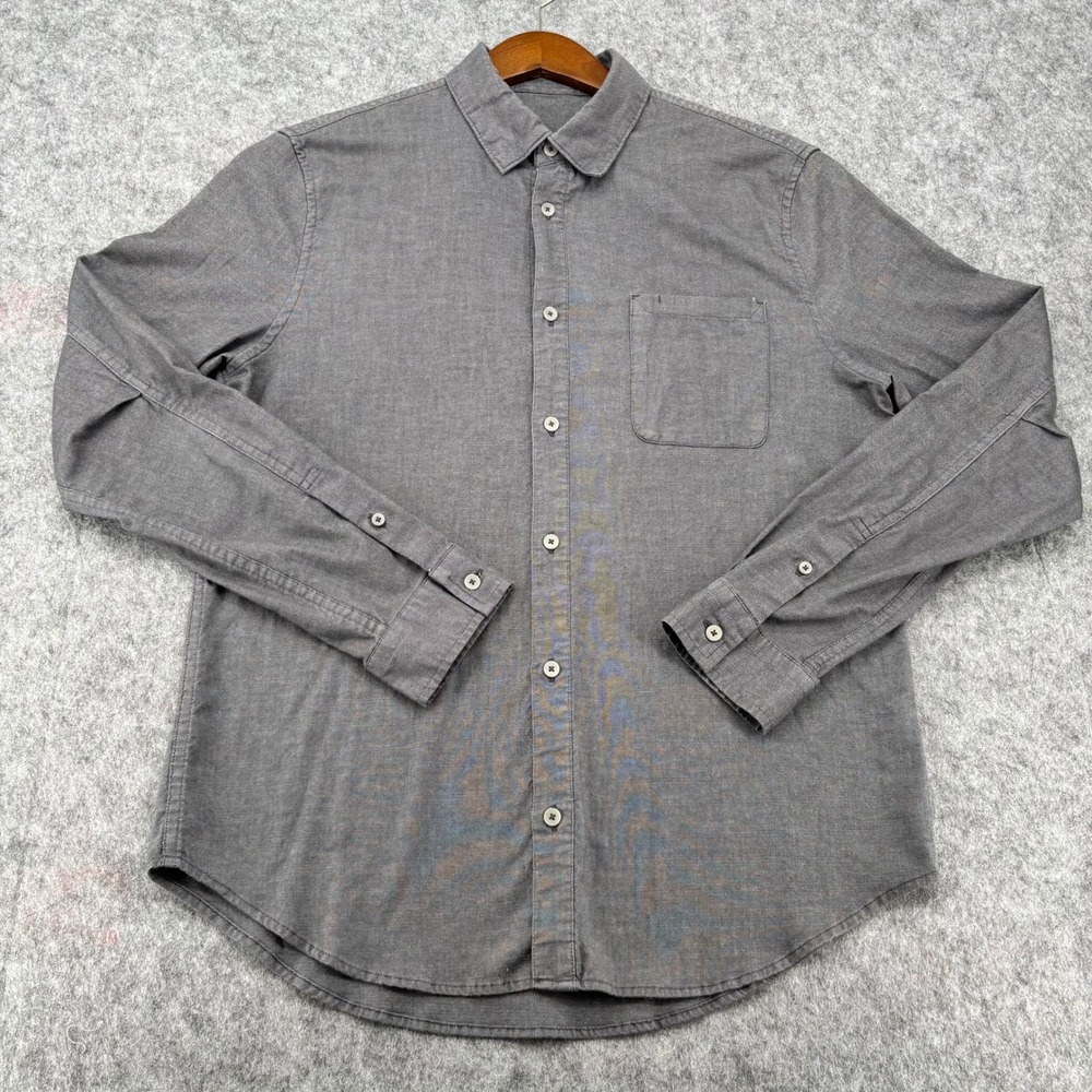 Lululemon Mens Long Sleeve Button Down Shirt Gray Chest Pocket M